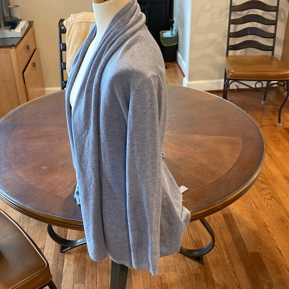 Zara Knit Light Blue Open Front Waterfall Tie Cardigan Sweater small NWOT - Picture 4 of 12